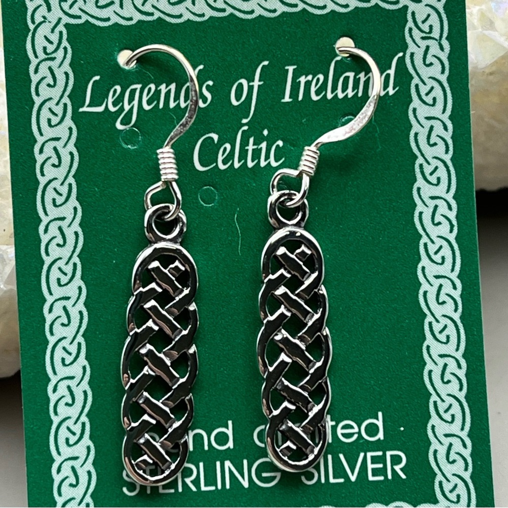 Legends of Ireland Celtics Sterling Silver Handcrafted Knotwork Drop Earrings